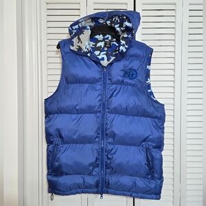 Sniper Gang Men's M Blue Puffer Vest with Hood